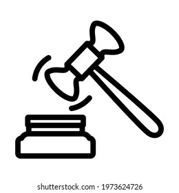 Judge Hammer Icon. Editable Bold Outline Design. Vector Illustration.