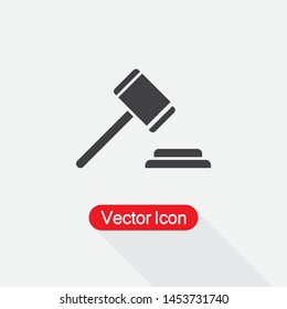 Judge Hammer Icon, Judge Gavel Icon Vector Illustration Eps10