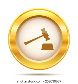 Judge hammer icon. Internet button on white background. EPS10 vector. 