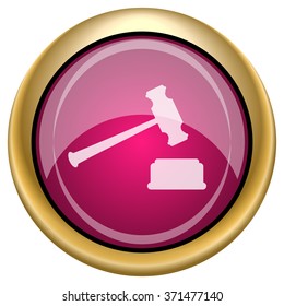 Judge hammer icon. Internet button on white background. EPS10 vector.