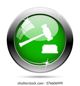 Judge hammer icon. Internet button on white background. EPS10 vector.