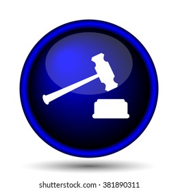 Judge hammer icon. Internet button on white background. EPS10 vector