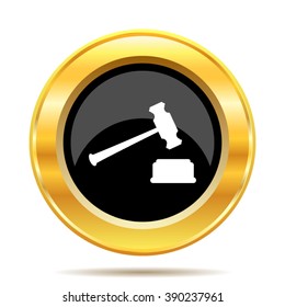 Judge hammer icon. Internet button on white background. EPS10 vector.
