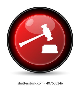 Judge hammer icon. Internet button on white background. EPS10 vector
