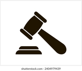 Judge hammer icon isolated. Auction gavel. Vector stick illustration. EPS 10