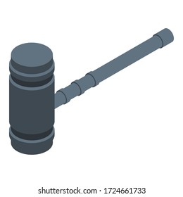 Icono del martillo del juez. Isométrico del icono del vector del martillo de juez para el diseño web aislado en fondo blanco