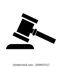 Judge hammer icon, law auction symbol, gavel justice sign vector illustration button .