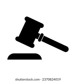 Judge hammer icon, law auction symbol, gavel justice sign vector illustration button .