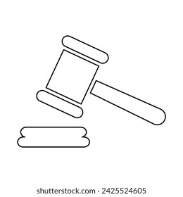 Judge hammer icon, law auction symbol, gavel justice sign vector illustration button .