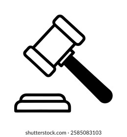 Judge Hammer Icon On White Background.