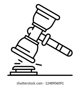 Judge hammer icon. Outline judge hammer vector icon for web design isolated on white background