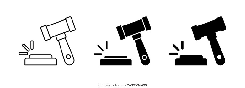 judge hammer icon set justice symbol. modern design isolated on white background