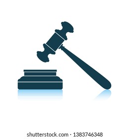 Judge hammer icon. Shadow reflection design. Vector illustration.