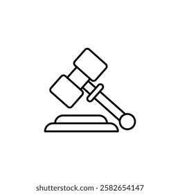 judge hammer icon thin line outline sign