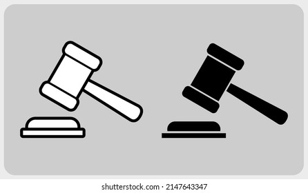 Icono del martillo del juez. diseño de icono de ilustración vectorial en estilo plano