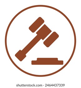 Judge hammer icon vector illustration isolated on white background, auction hammer. Judgement hammer icon in flat style. For auction hammer, judge logo, gavel bid, court sign and law symbol vector.