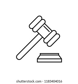 Judge hammer icon. Vector isolated icon.