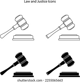 Judge hammer icons, law auction symbol, gavel justice sign vector illustration button. hummer shadow icon