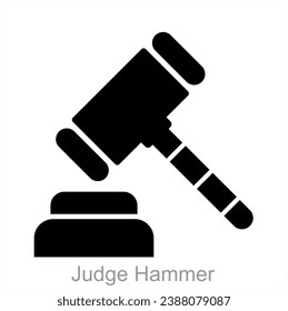 Judge Hammer and law icon concept