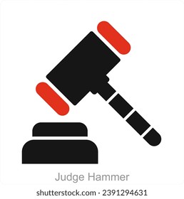 Judge Hammer and law icon concept