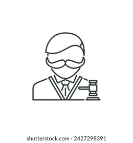 Judge, hammer, law, police, jurisprudence icon, vector illustration
