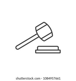 Judge hammer line icon.