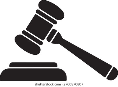Vetor de silhueta de martelo juiz, ícone de martelo juiz ilustração de vetor preto