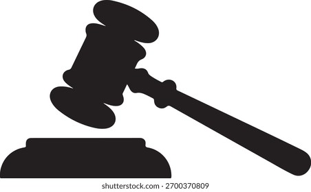 Vetor de silhueta de martelo juiz, ícone de martelo juiz ilustração de vetor preto