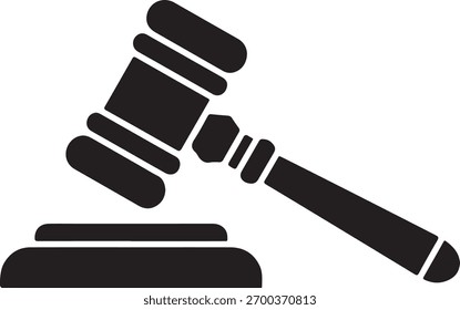 Vetor de silhueta de martelo juiz, ícone de martelo juiz ilustração de vetor preto
