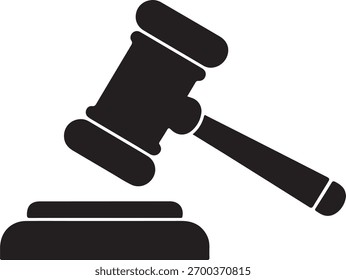 Vetor de silhueta de martelo juiz, ícone de martelo juiz ilustração de vetor preto