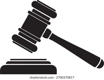 Vetor de silhueta de martelo juiz, ícone de martelo juiz ilustração de vetor preto