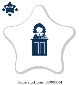 Judge with hammer vector icon