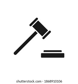 Icono del vector martillo de juez. Símbolo de ley y justicia. Signo del logo del grifo de subasta.
