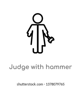 judge with hammer vector line icon. Simple element illustration. judge with hammer outline icon from people concept. Can be used for web and mobile