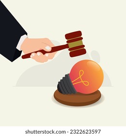 Judge hand with gavel and light bulb design vector illustration