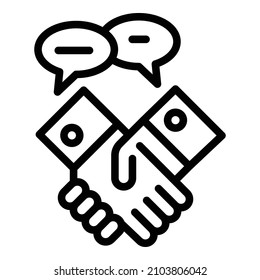 Judge handshake icon. Outline judge handshake vector icon for web design isolated on white background