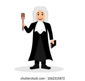 The judge holds the wooden hammer  and law to judge. vector eps.10.