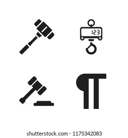 judge icon. 4 judge vector icons set. paragraph, mallet and hammer legal tool symbol icons for web and design about judge theme