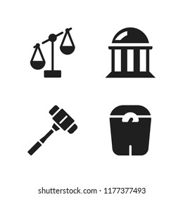 judge icon. 4 judge vector icons set. scale, mallet and courthouse icons for web and design about judge theme