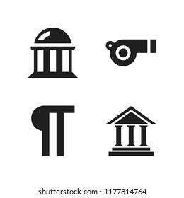 judge icon. 4 judge vector icons set. antique columns building front, paragraph and whistle icons for web and design about judge theme