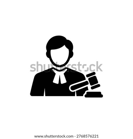 Judge judge icon with gavel in professions theme black and white vector