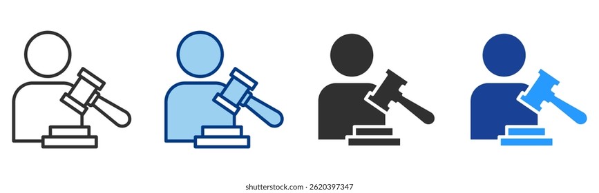 Judge Icon Multiple Style Vector Collection