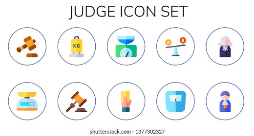judge icon set. 10 flat judge icons.  Simple modern icons about  - auction, scale, balance, referee, comparison