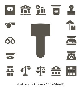 judge icon set. 17 filled judge icons.  Collection Of - Scale, Whistle, Handcuffs, Mallet, Witness, Courthouse, Law, Scales, Equalizer