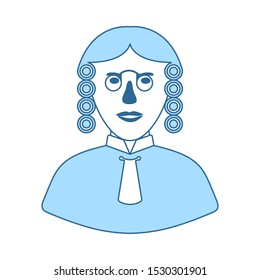 Judge Icon. Thin Line With Blue Fill Design. Vector Illustration.