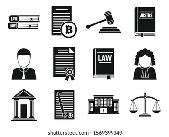 Judge icons set. Simple set of judge vector icons for web design on white background