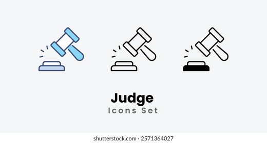 Judge Icons thin line and glyph vector icon stock illustration