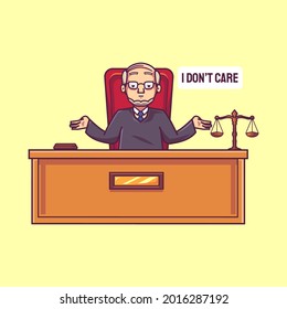 Judge illustration concept: The judge does not care