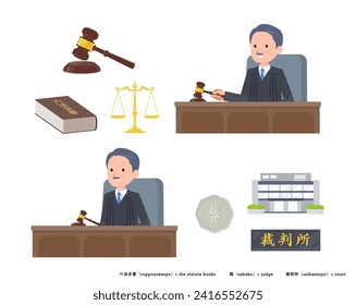 Judge illustration set.Vector art that is easy to edit.