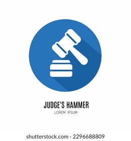 Judge justice logo. Illustration of judge justice in flat. Stock vector.